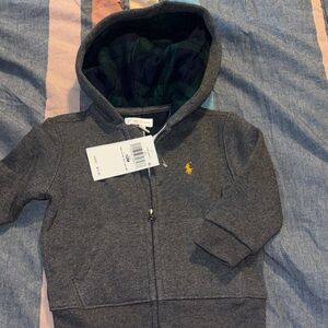 Ralph Lauren Kids Gray Hoodie with Yellow Pony Embroidery